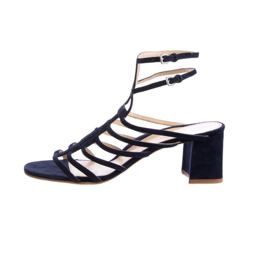 Marion Parke Toscana Blue Suede Gladiator Sandals Block Heel Size EU 40/ US 9.5
